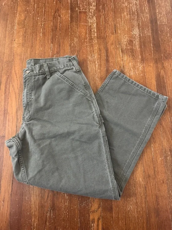 Men’s Carhartt Loose-Fit Washed Duck Utility Work Pants 34x30 olive green - Picture 3 of 7